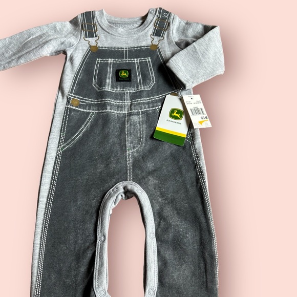 NWT Baby John Deere Faux Overalls Long Sleeve Bodysuit Size 6/9 Months - Picture 2 of 8